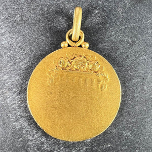 French Becker Lamb of God Jesus Child 18K Yellow Gold Medal Pendant