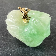 Load image into Gallery viewer, Vintage Carved Green Jade Rooster 9K Yellow Gold Charm Pendant
