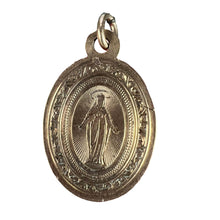 Load image into Gallery viewer, French Virgin Mary First Communion 18K Rose Gold Medal Charm Pendant
