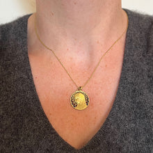 Load image into Gallery viewer, French E Dropsy Virgin Mary Plique A Jour Enamel 18K Yellow Gold Pendant Medal
