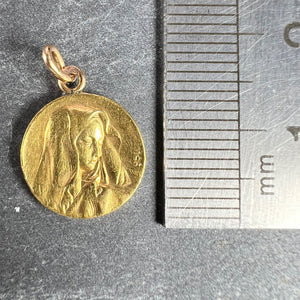 Italian Giacomini Virgin Mary Pope Pius X 23K Yellow Gold Medal Charm Pendant