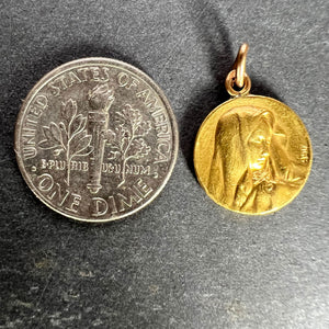 Italian Giacomini Virgin Mary Pope Pius X 23K Yellow Gold Medal Charm Pendant