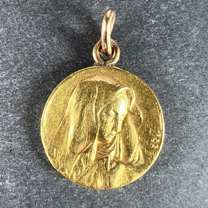 Italian Giacomini Virgin Mary Pope Pius X 23K Yellow Gold Medal Charm Pendant