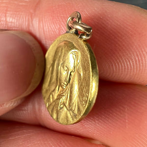 Italian Giacomini Virgin Mary Pope Pius X 23K Yellow Gold Medal Charm Pendant