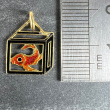 Load image into Gallery viewer, Vintage French Koi Carp Fish in Box 18 Karat Yellow Gold Enamel Charm Pendant
