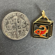 Load image into Gallery viewer, Vintage French Koi Carp Fish in Box 18 Karat Yellow Gold Enamel Charm Pendant
