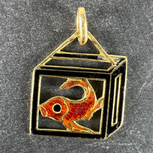 Load image into Gallery viewer, Vintage French Koi Carp Fish in Box 18 Karat Yellow Gold Enamel Charm Pendant
