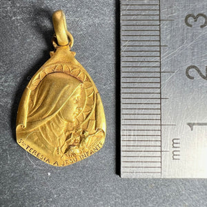 Vintage St Therese Saint Medal Gold Plated Charm Pendant