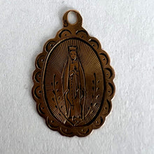 Load image into Gallery viewer, French Virgin Mary Notre Dame de Lourdes 18K Rose Gold Charm Pendant
