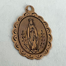 Load image into Gallery viewer, French Virgin Mary Notre Dame de Lourdes 18K Rose Gold Charm Pendant
