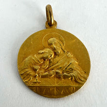 Load image into Gallery viewer, French Religious Medal Jesus Christ Holy Communion 18K Yellow Gold Charm Pendant
