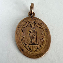 Load image into Gallery viewer, French Virgin Mary Notre Dame de Lourdes 18K Rose Gold Medal Charm Pendant
