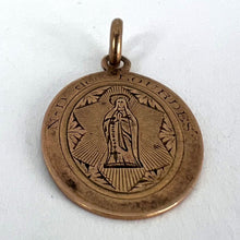 Load image into Gallery viewer, French Virgin Mary Notre Dame de Lourdes 18K Rose Gold Medal Charm Pendant
