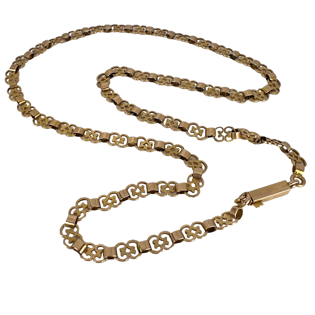 French 18K Rose Gold Fancy Link Chain Necklace