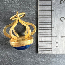Load image into Gallery viewer, Vintage Abstract Crown 18 Karat Yellow Gold Swiss Lapis Charm Pendant
