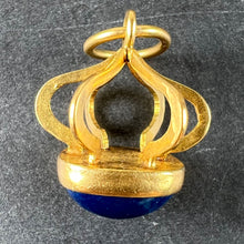 Load image into Gallery viewer, Vintage Abstract Crown 18 Karat Yellow Gold Swiss Lapis Charm Pendant
