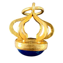 Load image into Gallery viewer, Vintage Abstract Crown 18 Karat Yellow Gold Swiss Lapis Charm Pendant
