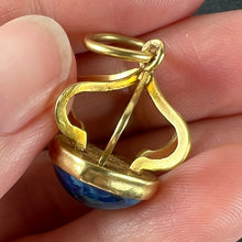Load image into Gallery viewer, Vintage Abstract Crown 18 Karat Yellow Gold Swiss Lapis Charm Pendant
