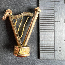 Load image into Gallery viewer, Vintage Gold Plated Carnelian Harp Fob Charm Pendant
