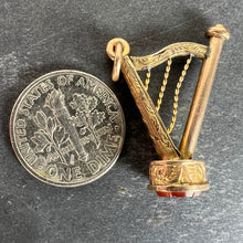 Load image into Gallery viewer, Vintage Gold Plated Carnelian Harp Fob Charm Pendant
