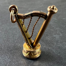 Load image into Gallery viewer, Vintage Gold Plated Carnelian Harp Fob Charm Pendant
