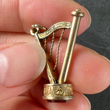 Load image into Gallery viewer, Vintage Gold Plated Carnelian Harp Fob Charm Pendant
