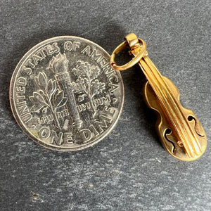Vintage 18K Yellow Gold Violin Charm Pendant