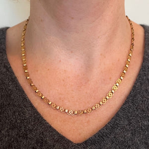 French 18K Rose Gold Fancy Link Chain Necklace