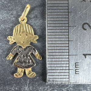 Vintage Girl Doll 18K Yellow White Gold Charm Pendant