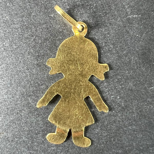 Vintage Girl Doll 18K Yellow White Gold Charm Pendant