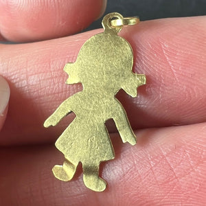 Vintage Girl Doll 18K Yellow White Gold Charm Pendant
