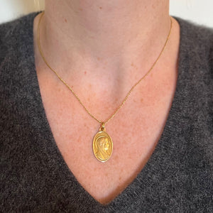 French Paul Brandt 18K Yellow Gold Virgin Mary Charm Pendant Medal