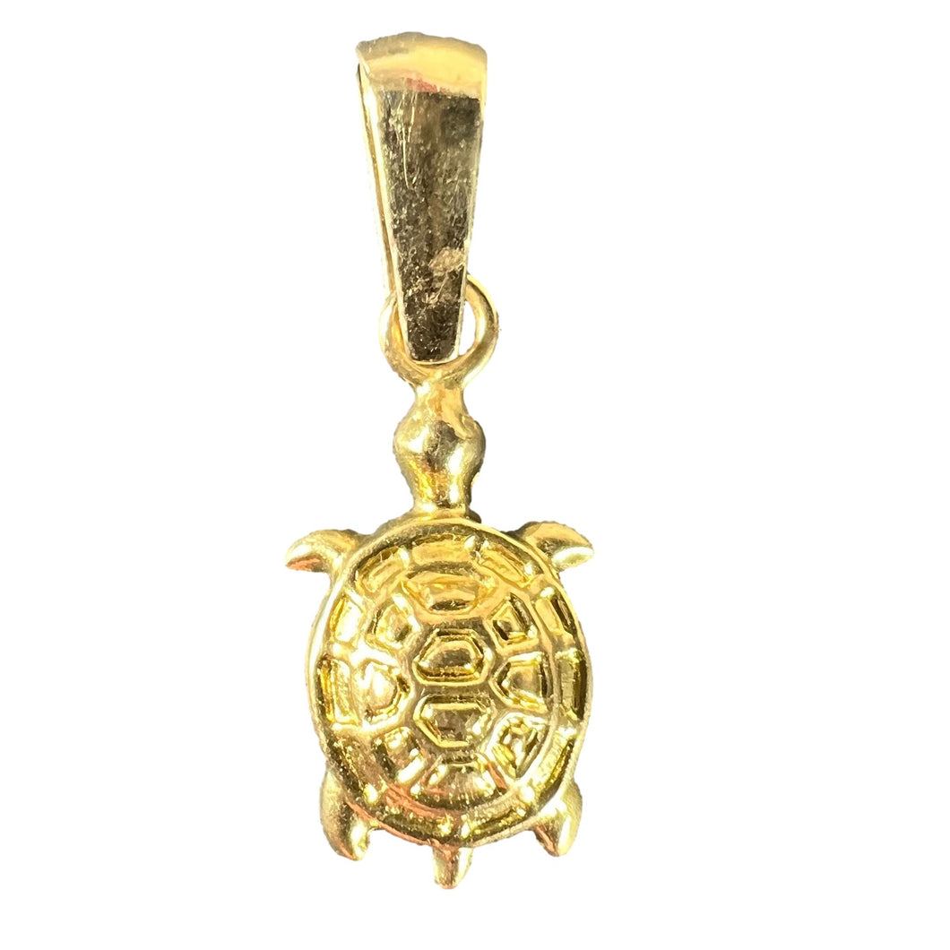 Vintage 18K Yellow Gold Turtle Tortoise Charm Pendant