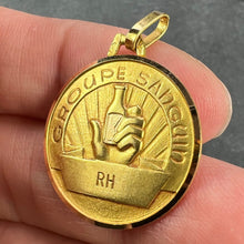 Load image into Gallery viewer, French Blood Group Type Medical 18K Yellow Gold Charm Medal Pendant
