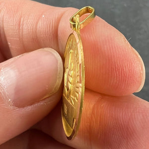 French Blood Group Type Medical 18K Yellow Gold Charm Medal Pendant