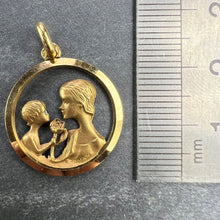 Load image into Gallery viewer, French 18K Yellow Gold Mother and Child Rose Medal Pendant
