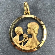 Load image into Gallery viewer, French 18K Yellow Gold Mother and Child Rose Medal Pendant
