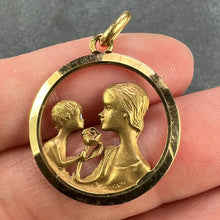 Load image into Gallery viewer, French 18K Yellow Gold Mother and Child Rose Medal Pendant
