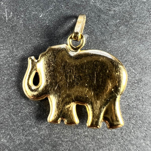 French Lucky Elephant Diamond 18K Yellow Gold Charm Pendant