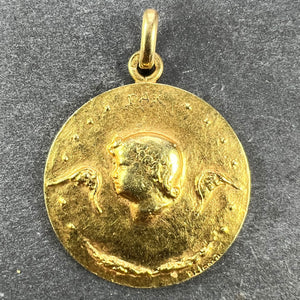 French Monnaie De Paris 18k Yellow Gold Angel of Peace Medal Pendant