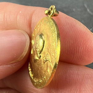 French Monnaie De Paris 18k Yellow Gold Angel of Peace Medal Pendant