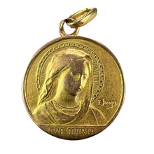 Load image into Gallery viewer, French Dropsy Virgin Mary Ave Maria 18K Yellow Gold Charm Pendant
