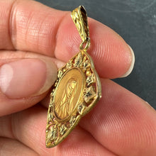 Load image into Gallery viewer, French Virgin Mary Ivy Leaf 18K Yellow Gold Medal Charm Pendant
