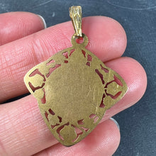 Load image into Gallery viewer, French Virgin Mary Ivy Leaf 18K Yellow Gold Medal Charm Pendant
