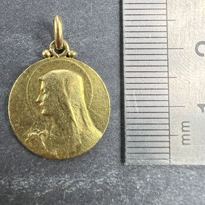 French Becker Virgin Mary 18K Yellow Gold Pendant Medal