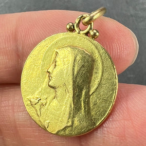 French Becker Virgin Mary 18K Yellow Gold Pendant Medal