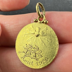 French Becker Virgin Mary 18K Yellow Gold Pendant Medal