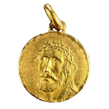 Load image into Gallery viewer, French Jesus Christ Crown of Thorns 18K Yellow Gold Medal Charm Pendant
