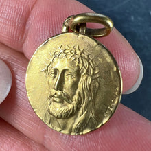 Load image into Gallery viewer, French Jesus Christ Crown of Thorns 18K Yellow Gold Medal Charm Pendant
