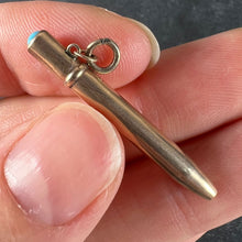 Load image into Gallery viewer, Antique Victorian Propelling Pencil 9K Rose Gold Turquoise Charm Pendant
